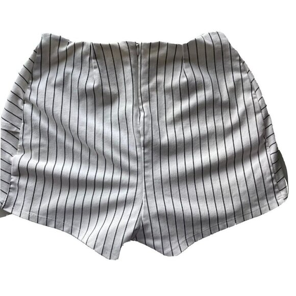 Lulus Black Cream Striped White Short Skirt Skort - Picture 4 of 11